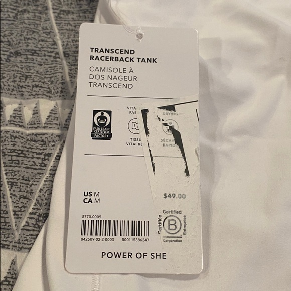 Athleta Women's Trabscend Racerback White Tank Top Medium NWT - Picture 4 of 4